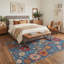 Tapis d'intérieur bleu / rouge / orange lavable à la machine Ammons Aura avec envers antidérapant-617707867