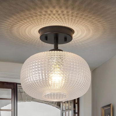 Hammer Patterned Spherical Ceiling Light Fixture