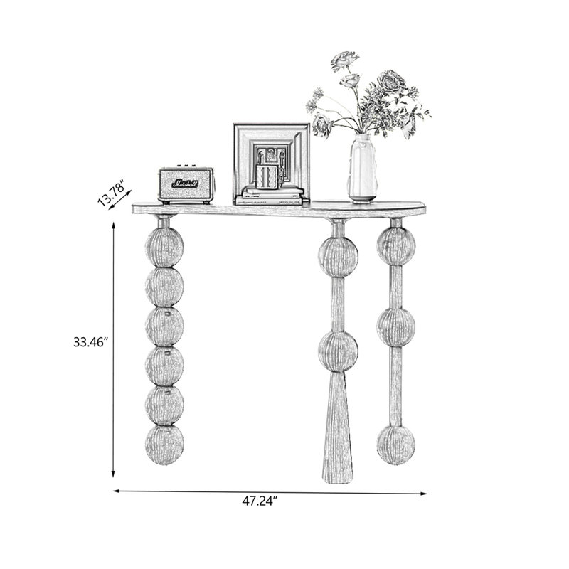 Black Solid Wood Rectangular Shape Console Table, 33.46” H x 47.24” W x 13.78” D