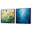 Magenta Magic - Ensemble de 2 collages abstraits carrés-246591889-246591885