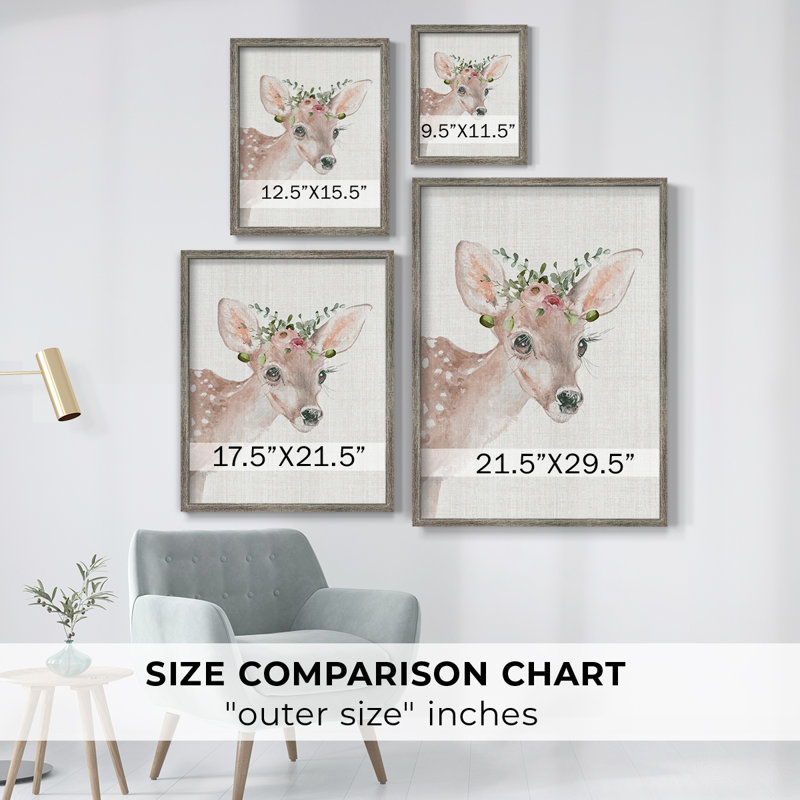 Dressy Fawn Framed Print - Solid Wood, 11" H x 9" W