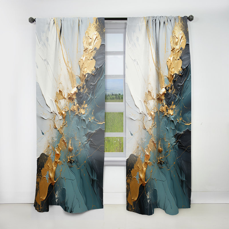 Natalie - Painting Abstract Room Darkening Curtain - 1 Panels, 52" W x 95" L