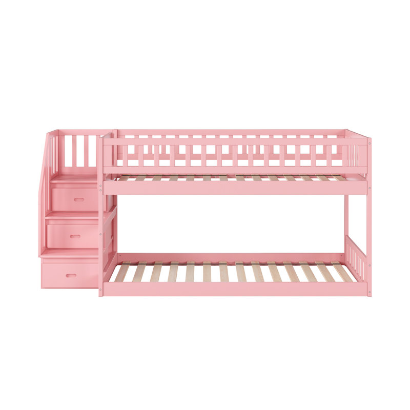 Lit superposé à escalier bas Malibu, Twin over Twin, Pink