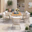 Ensemble repas d'extérieur 7 pièces avec table rectangulaire, 6 fauteuils rembourrés, meubles de patio à structure en acier