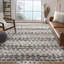 Tapis géométrique gris / ivoire en laine et en coton tissé à la main Gaetano-1719318418