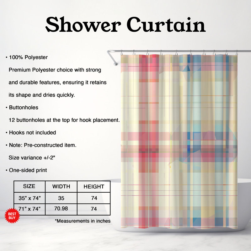 Plaid Streak - Premium Shower Curtain, 74"H x 71"W