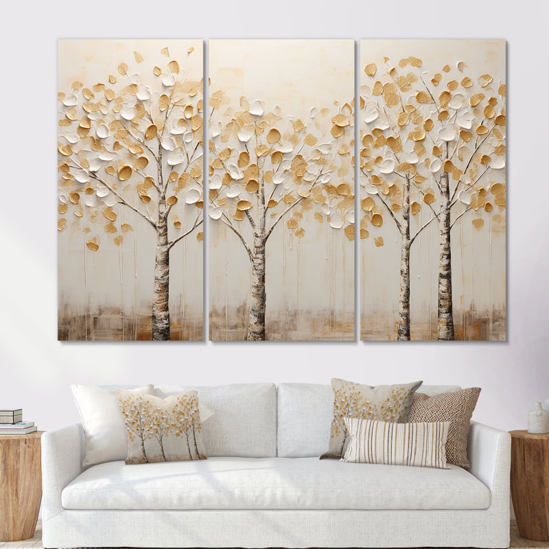 Ensemble d'armoire murale Beige Trees Harmony, Toile tendue, H 40 po x l 60 po x P 1 po