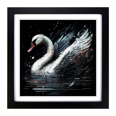 Swan Grunge Art - Framed Print