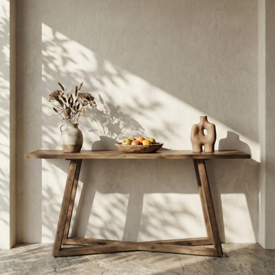 Console en bois massif de 63 pouces avec base en forme de X