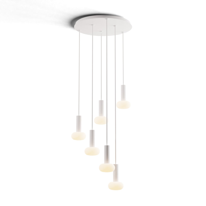 6 - Light LED Pendant, Matte White