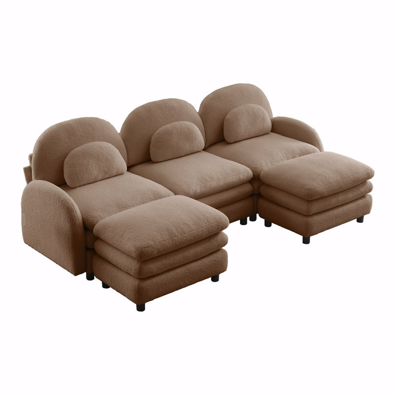Canapé 3 places Teddy, Combinaison chameau, H 35,4 po x l 98,2 po x P 55,5 po