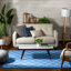 Tapis géométrique bleu à motif treillis Bethie-24753950