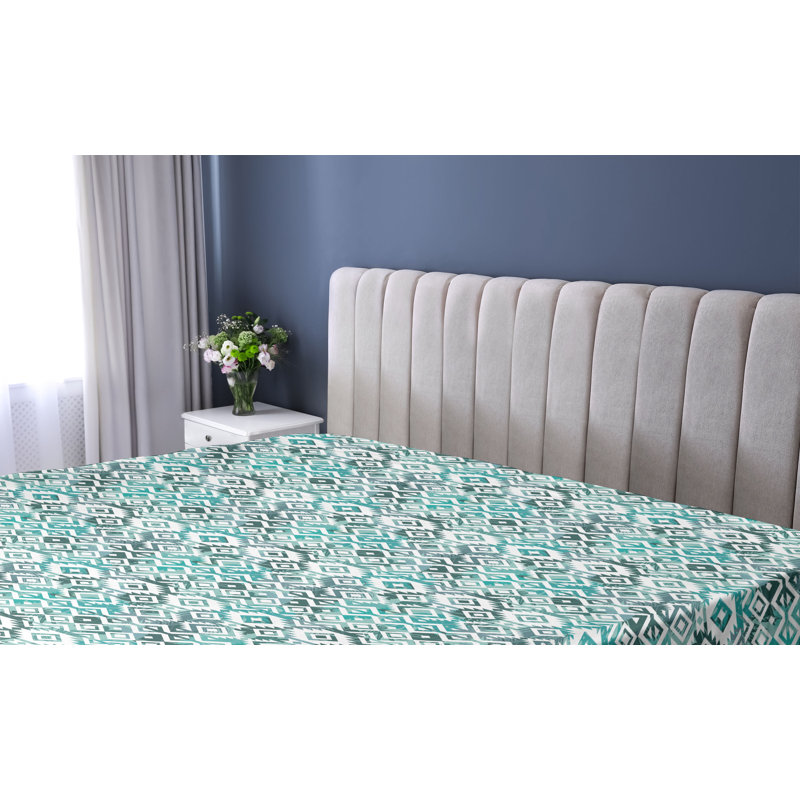 Drap-housse Ambesonne, Écume de mer foncé bleu sarcelle, blanc / chevro, Drap-housse de taille très grand