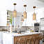Suspension bohème en bois perlé, mini lustre rustique antique à une lumière, finition laiton vieilli, pour salle à manger, îlot de cuisine ou chambre à coucher