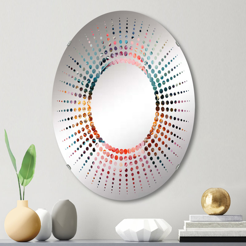 Tropiques fantaisistes colorés I - Miroir décoratif Starburst | Ovale, 29,5 po x 19,6 po