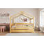 Lit double en bois avec lit gigogne simple-77484201