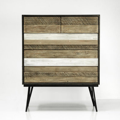 Blaze Solid Wood 100cm W 5 - Drawer Chest of Drawers
