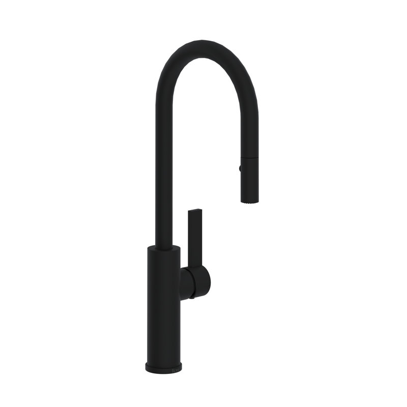 Tuario Pull-Down Bar/Food Prep Kitchen Faucet with C-Spout, Matte Black