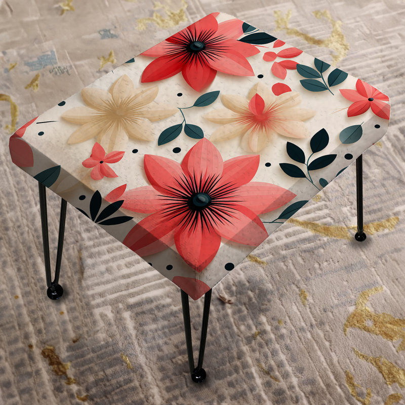 Conformation Pink And White Floral Pattern - Floral Rectangle Ottoman