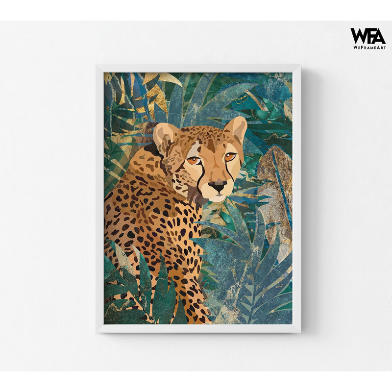 Affiche d'art guépard, décor de portrait de guépard aux yeux de chat, art mural cadre guépard fait à la main, art mural guépard, jungle sauvage