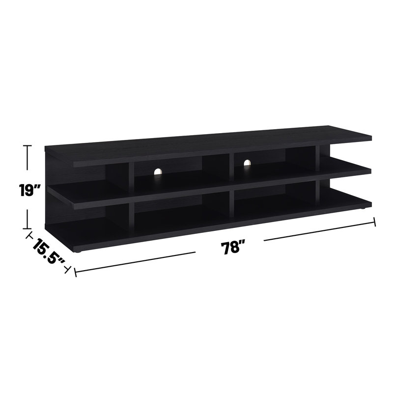 Meuble télé en bois à 2 niveaux, Noir