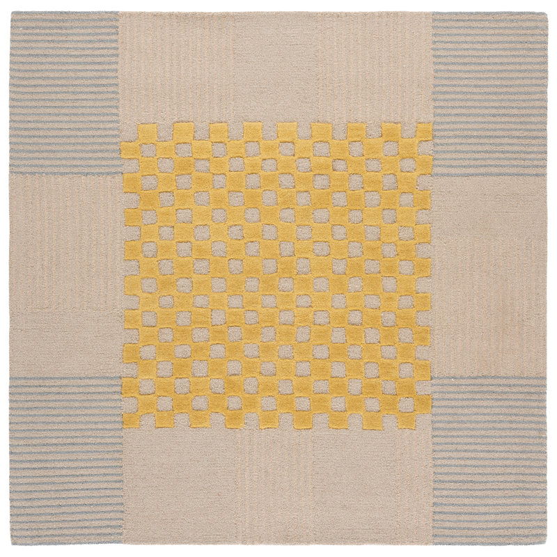 Genre 207 Checkered Hand Tufted 85% Wool; 15% Cotton Geometric Shapes Rug, Square 6'