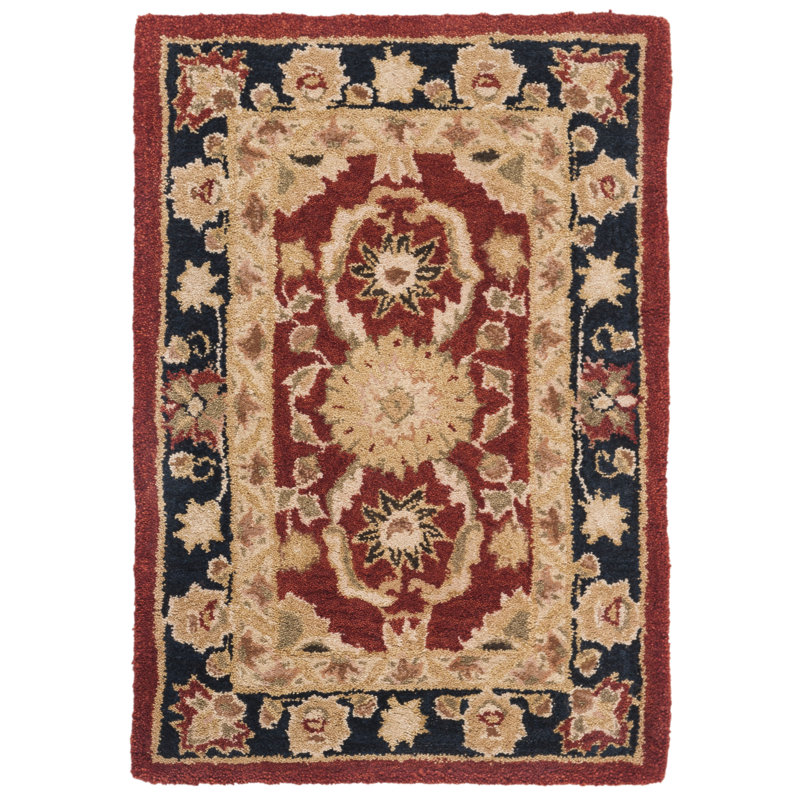Tapis rouge / bleu / beige en laine touffeté à la main Tingley, Rectangle 3 pi x 5 pi