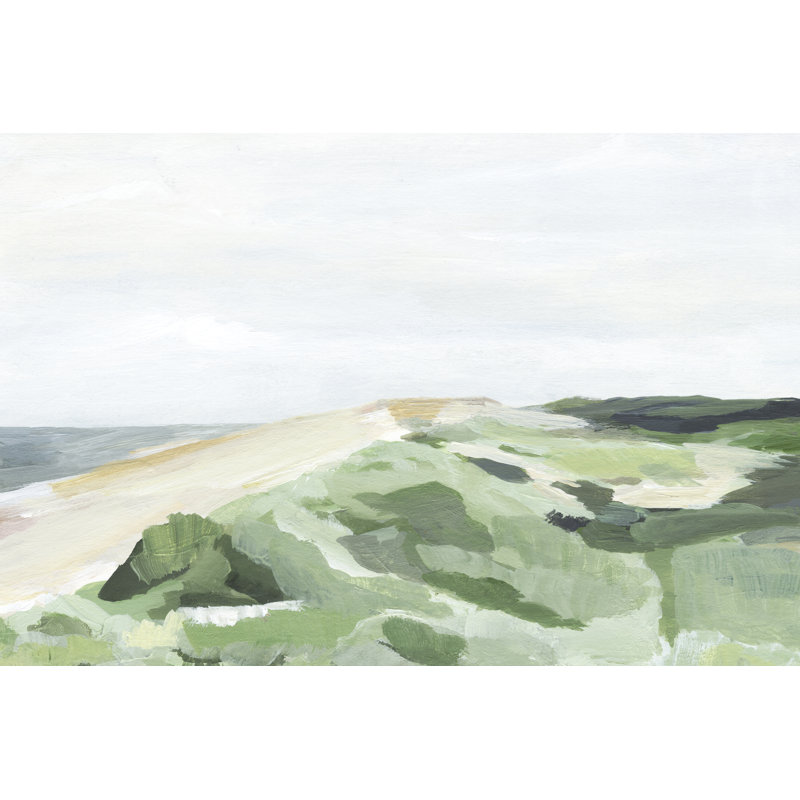 Coastline Greenery II - Wrapped Canvas Painting, 81 cm H x 122 cm W, Black Floater Framed