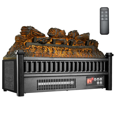 Chauffe-bûches électrique chauffant à infrarouge 20 pouces 1500w couleur réglable 5 niveaux de luminosité de la flamme Télécommande sans fil 70 95f