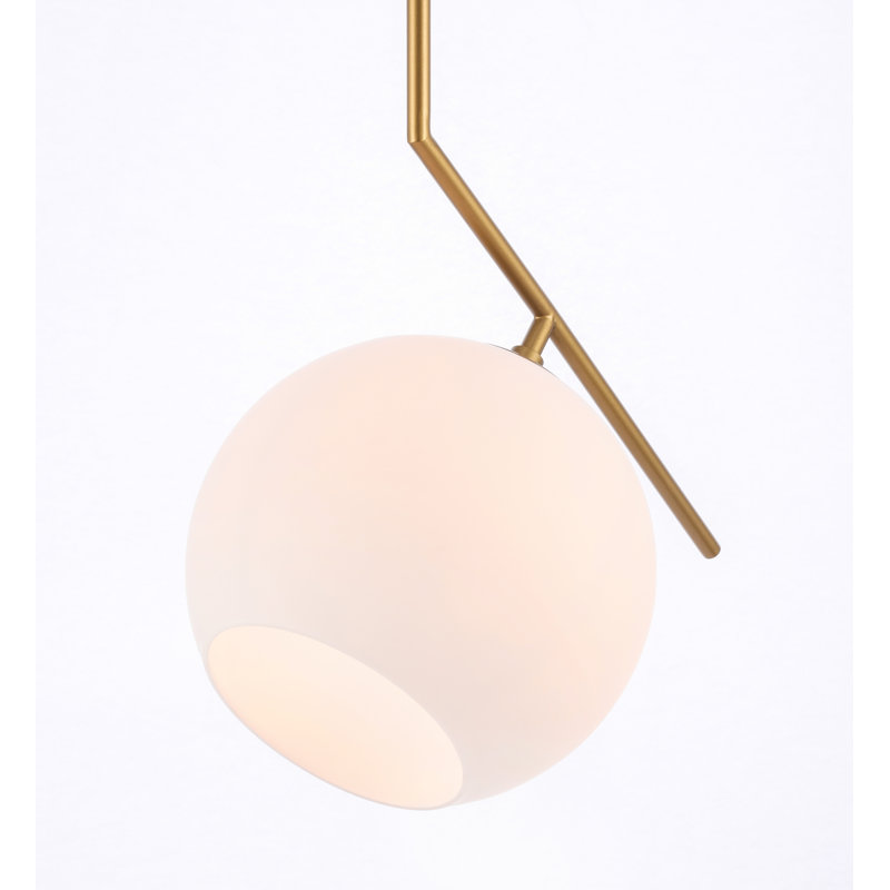 Luminaire suspendu en forme de globe à 1 lumière Suazo, Givré, Laiton