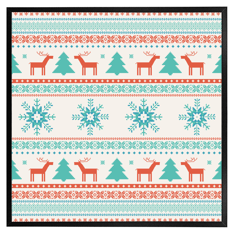 Torrington Christmas Traditional Knitted - Single Picture Frame Print, Black, 76cm H x 76cm W x 4cm D