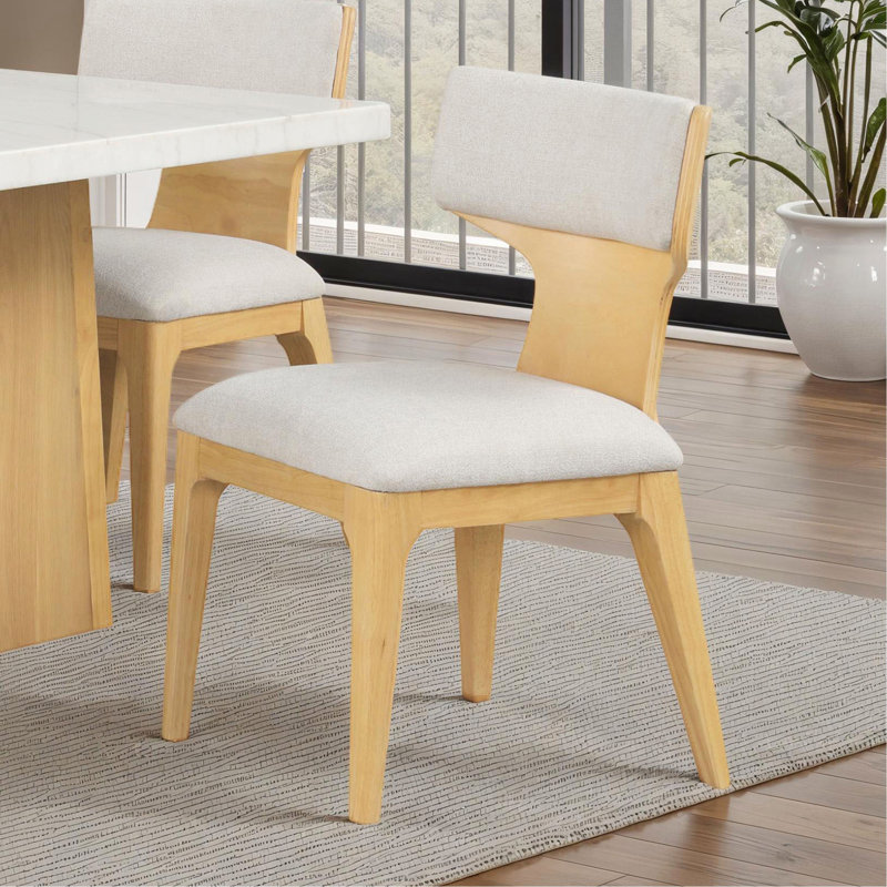 Chaise de salle à manger 2 pièces de style contemporain avec dossier en bois courbé et finition naturelle, Naturel