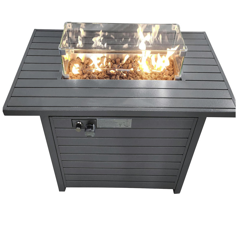 Covered Propane Outdoor Fire Pit Table, Gray