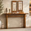 Console en MDF, table d'entrée étroite de 140 cm, table d'appoint minimaliste et rustique pour couloir avec double structure de support, montage facile pour le hall d'entrée, le salon ou le couloir.