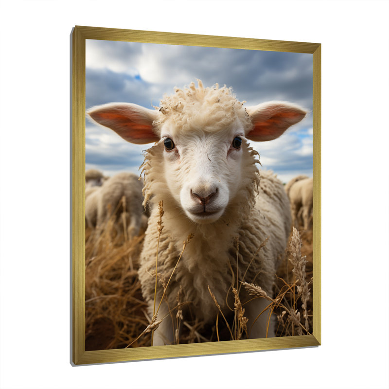 Sheep Selfie - animaux, art mural sur toile, H 40 po x l 30 po x P 1,5 po, Encadrement doré