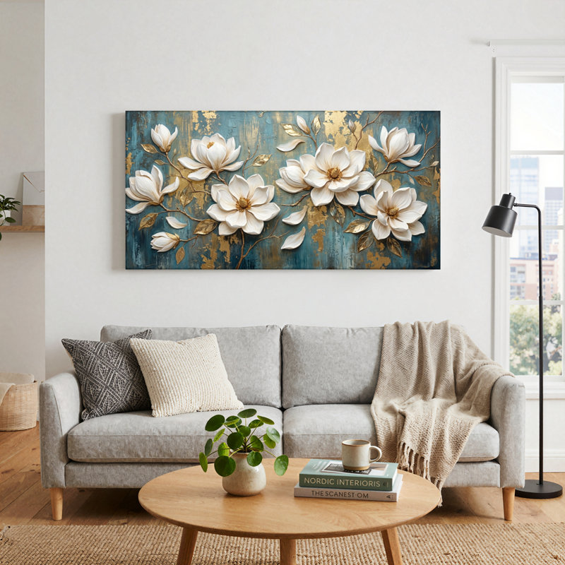 Ensemble de 1 toile murale à motif floral, L 32 po x H 16 po, Toile tendue