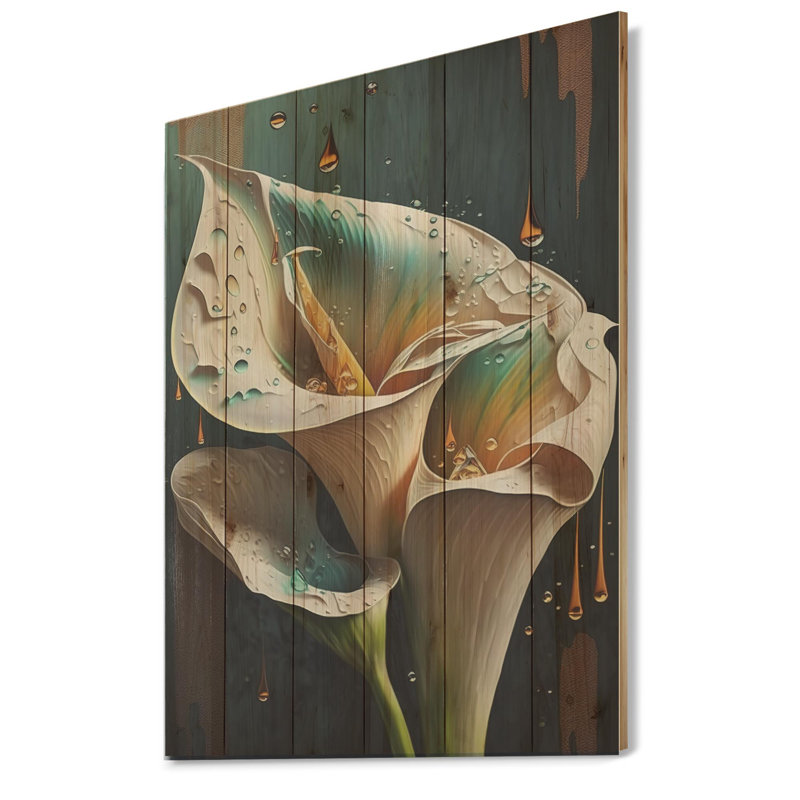 Calla lys III - impression sur bois sans cadre, H 20 po x l 12 po x P 1 po