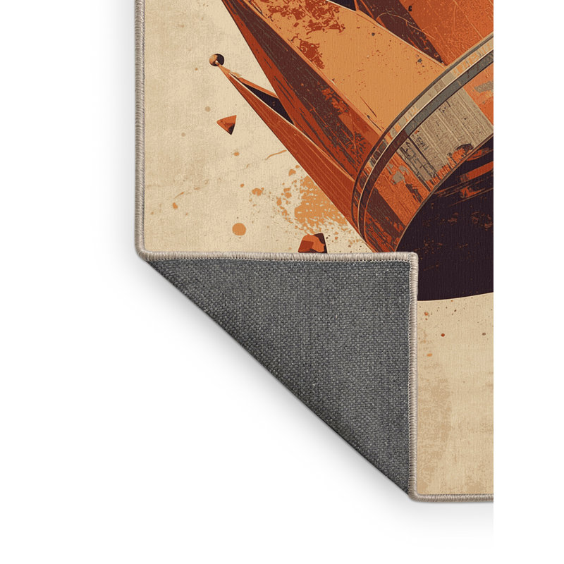 Tapis brun moelleux moelleux et moderne au look rustique moderne, 5 x 8