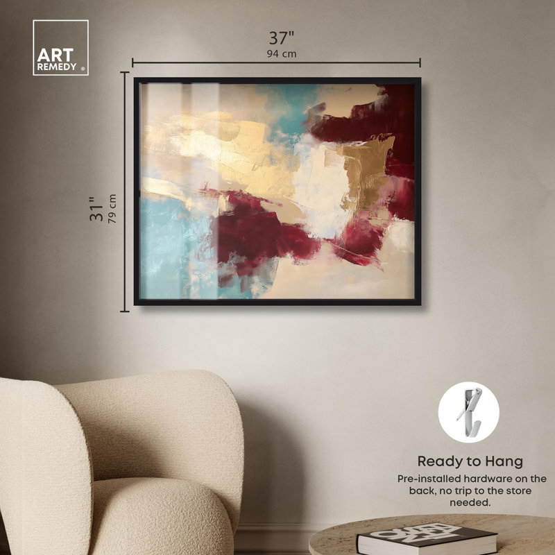 Crimson Tide I Shadowbox Print Abstract Decor par Art Remedy, H 31 po x l 37 po, Noir