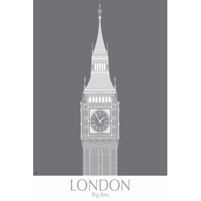 London Big Ben Monochrome - Wrapped Canvas Print