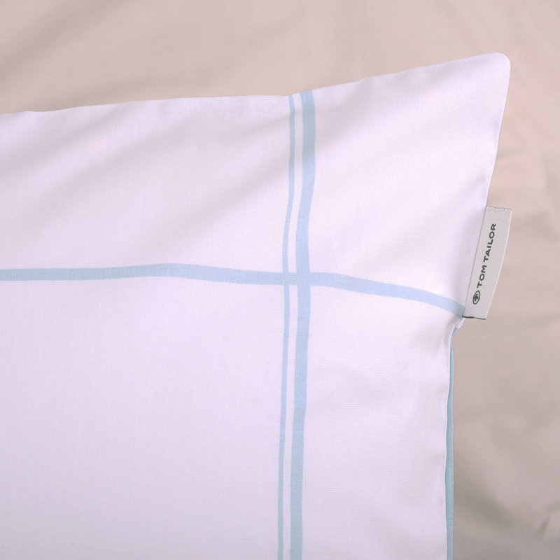 LARGE CHECK Bedding, 155 x 220 cm  - 1 Pillowcase (80 x 80 cm), Crisp White/Sky Blue