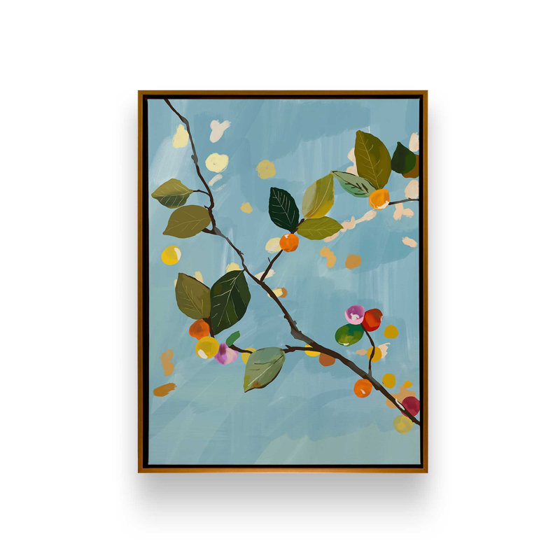 «Cherry Fruit Branch I» par ThingDesign, L 24 po x H 32 po, Framed Print, Black
