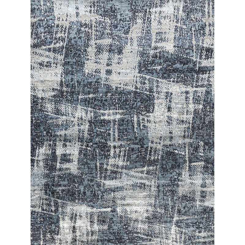 Abstract Area Rug in Grey, Rectangle 9' x 12'