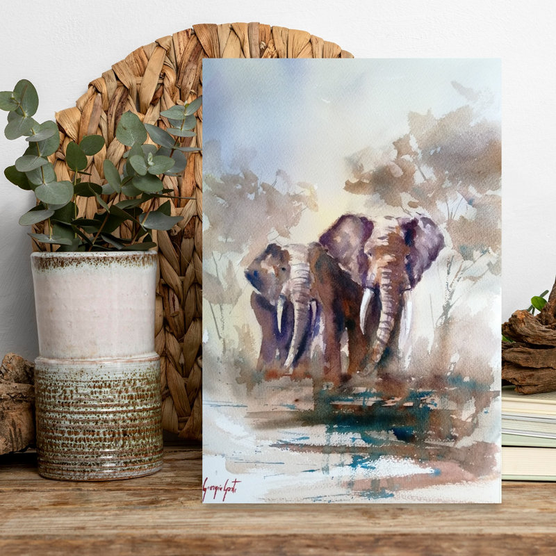 Éléphant 23, art mural contemporain, H 18 po x l 12 po
