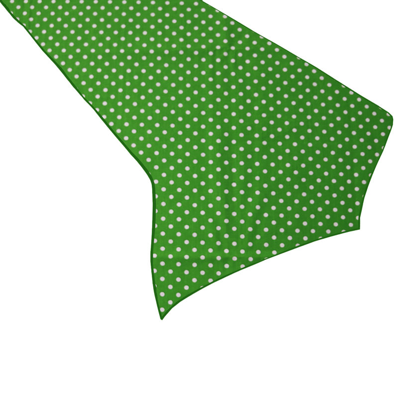 Mini Dots Print Table Runner, Green/White, 24" W x 120" L
