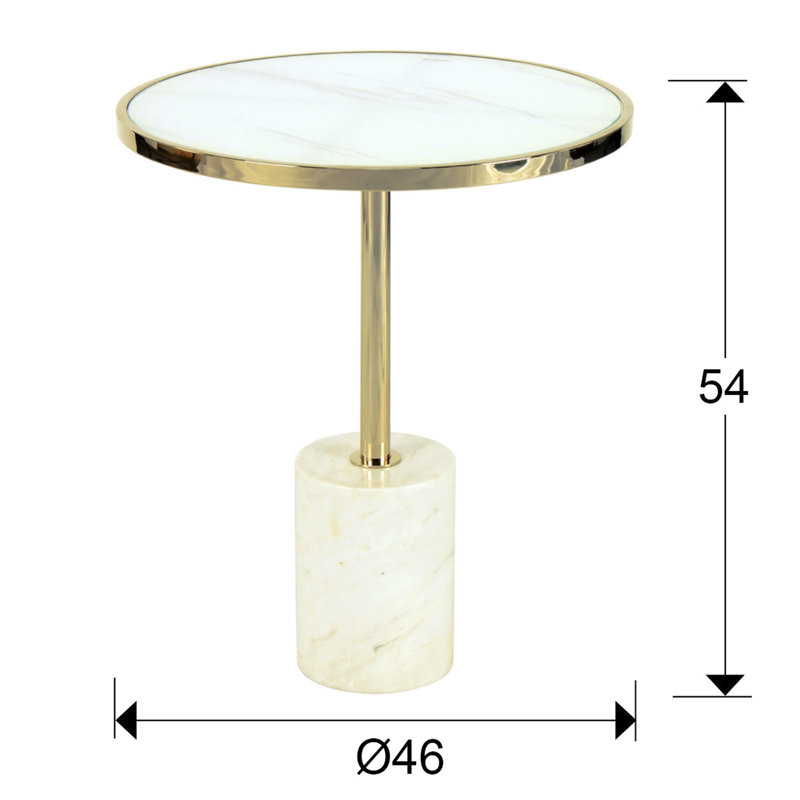 Pelham Block End Table, White/Gold
