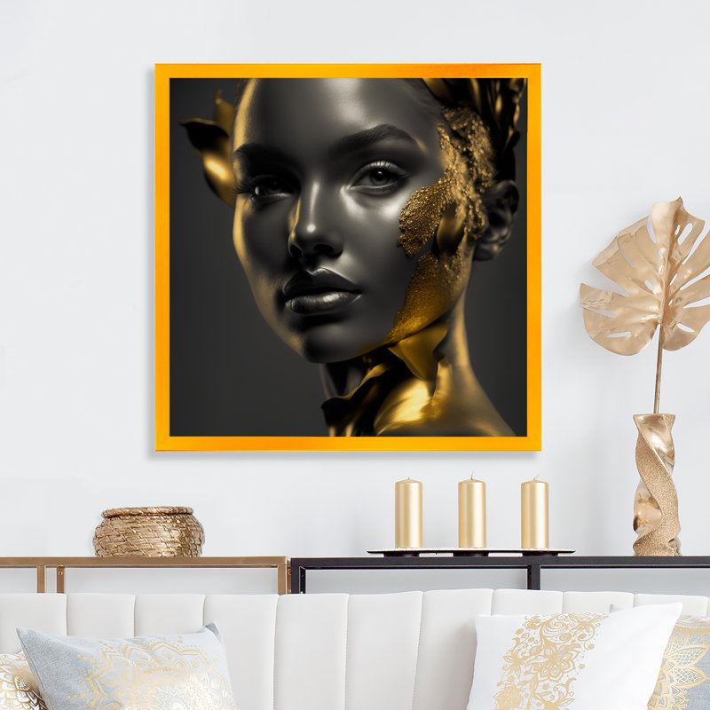 «Avera Black and Gold Elegance V», reproduction sur toile, Impression dorée sur toile encadrée, H 36 po x l 36 po x P 1,5 po