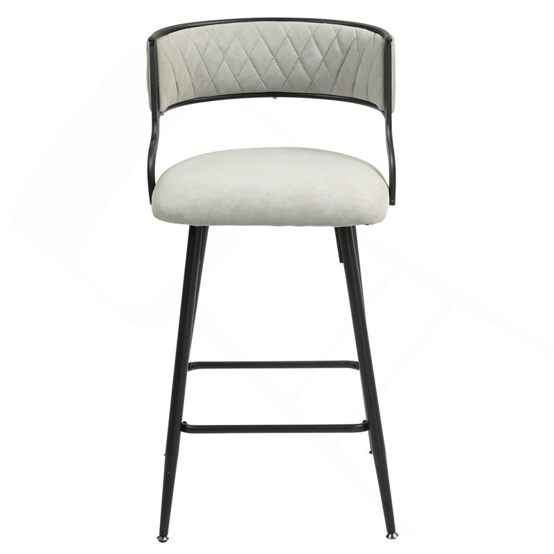 ENSEMBLE DE 2 tabourets de bar à hauteur de comptoir en velours côtelé avec dossier, base en chrome doré et repose-pieds