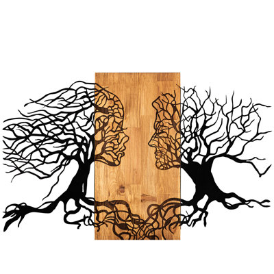 Stylish Decorative Wooden Wall Accessory, Black & Walnut Finish, 36.2 x 22.8 inches | 100% Metal Frame (Thickness: 0.05 inches), 100% Wooden Backing (Thickness: 1.2 inches) | Perfect for Home Decor & Unique Wall Art