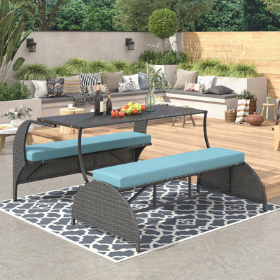 Versatile outdoor loveseat that converts to four seats and a table